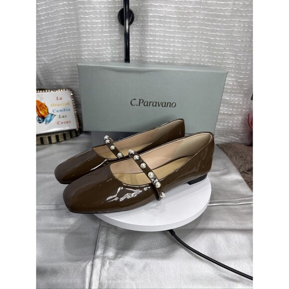 (E) C.Paravano Chocolate Patent Leather Mary Jane Ballet Flats*(Size Various) - Picture 6 of 11